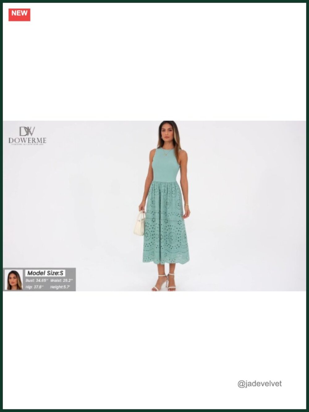 Sleeveless Lace Eyelet Cotton Maxi Dress with Pockets Boho Summer Sundress - Picture 6 of 6